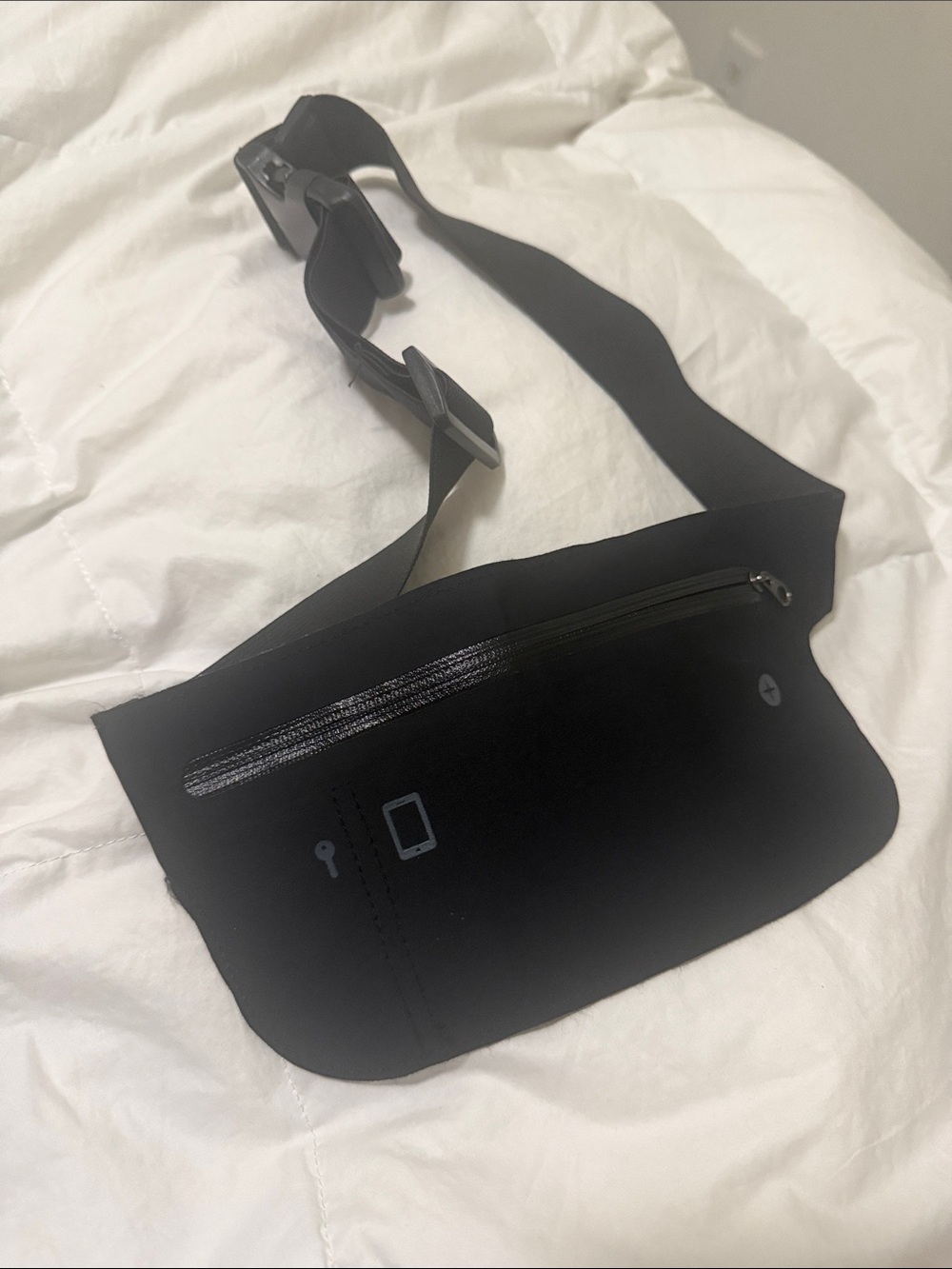 Women's Black Neoprene Belt Bag with Zip Pocket